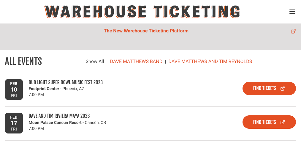 dave matthews band ticket request platform